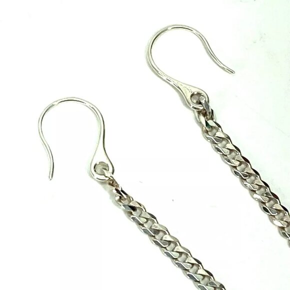 GUCCI Hook Chain Logo Bar lariat Long Swing Drop Accessories Pierce Metal Silver - Picture 5 of 7